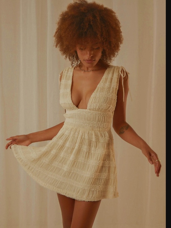 Peppermayo Dresses & Skirts - Peppermayo Cream Textured Mini Dress